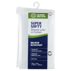 ZENNA HOME Super Softy PEVA Shower Liner 70"W x 72" L, Clear