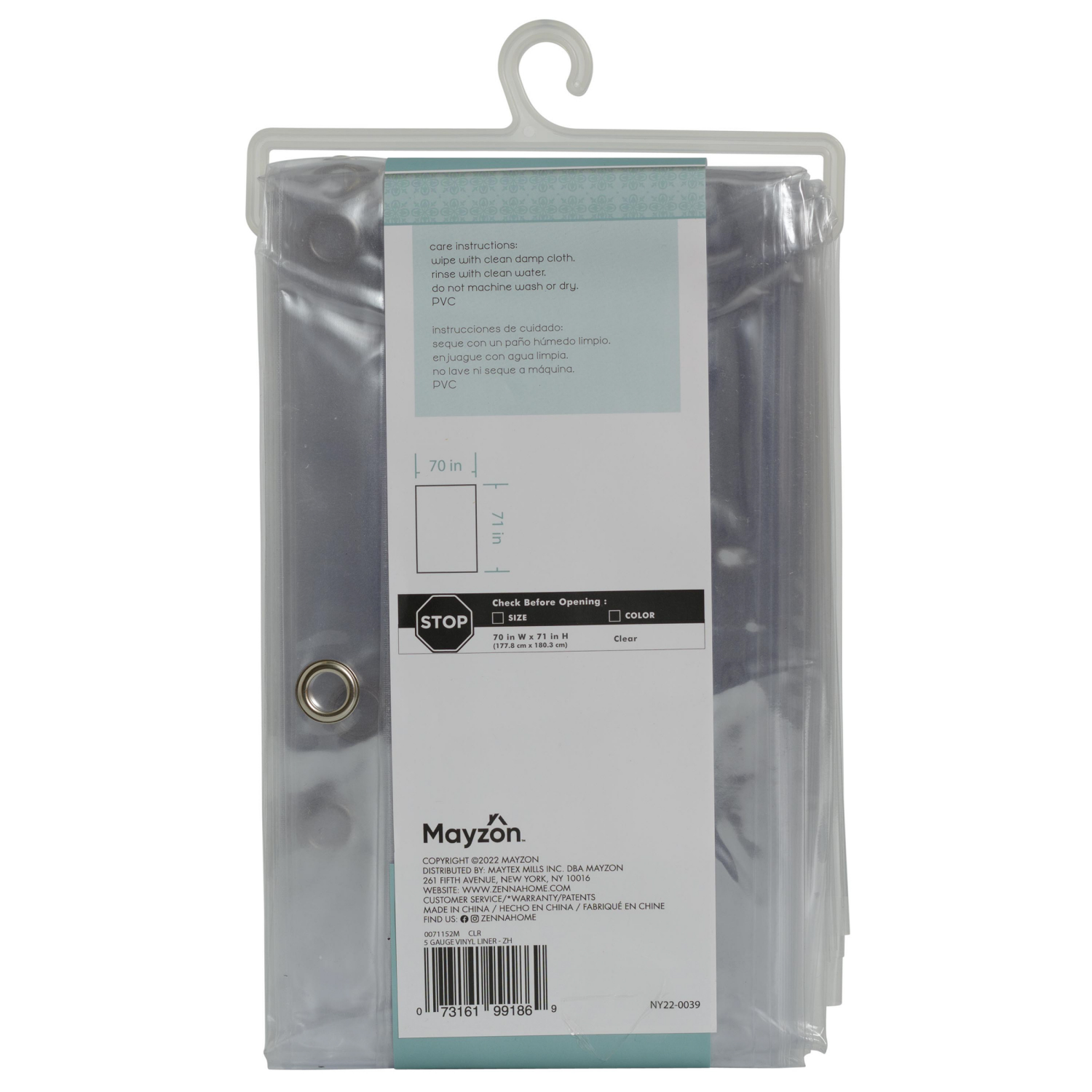 slide 4 of 4, Zenna Home Medium Weight Vinyl Shower Curtain Liner, 70 in x 71 in, Clear, 5 gauge