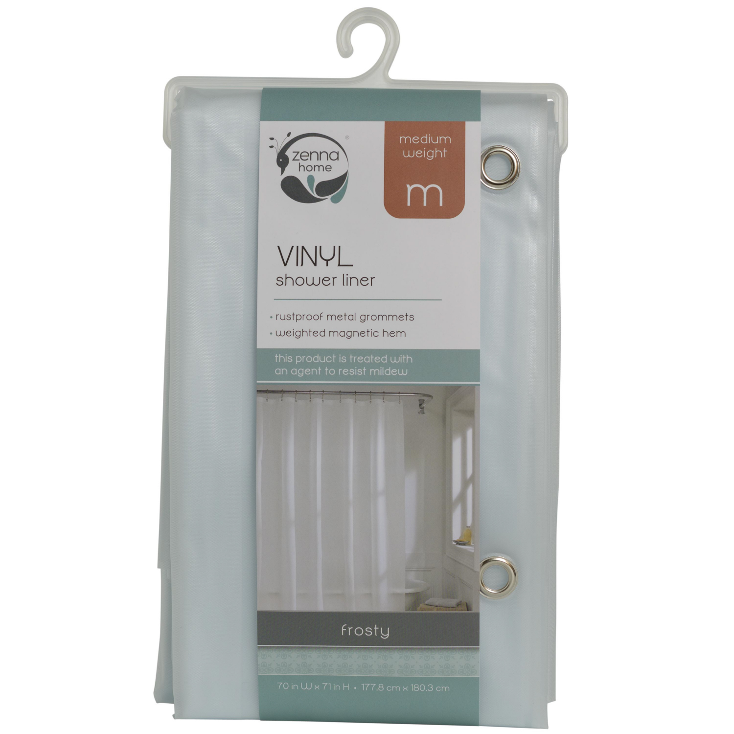 slide 3 of 4, ZENNA HOME 5G PVC Shower Liner, Frosty, 5 gauge