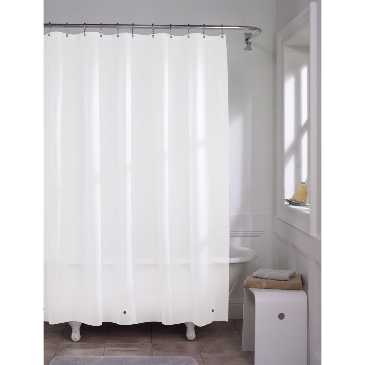 slide 1 of 5, Zenna Home Medium Weight Vinyl Shower Curtain Liner, 70 in x 71 in, White, 5 gauge