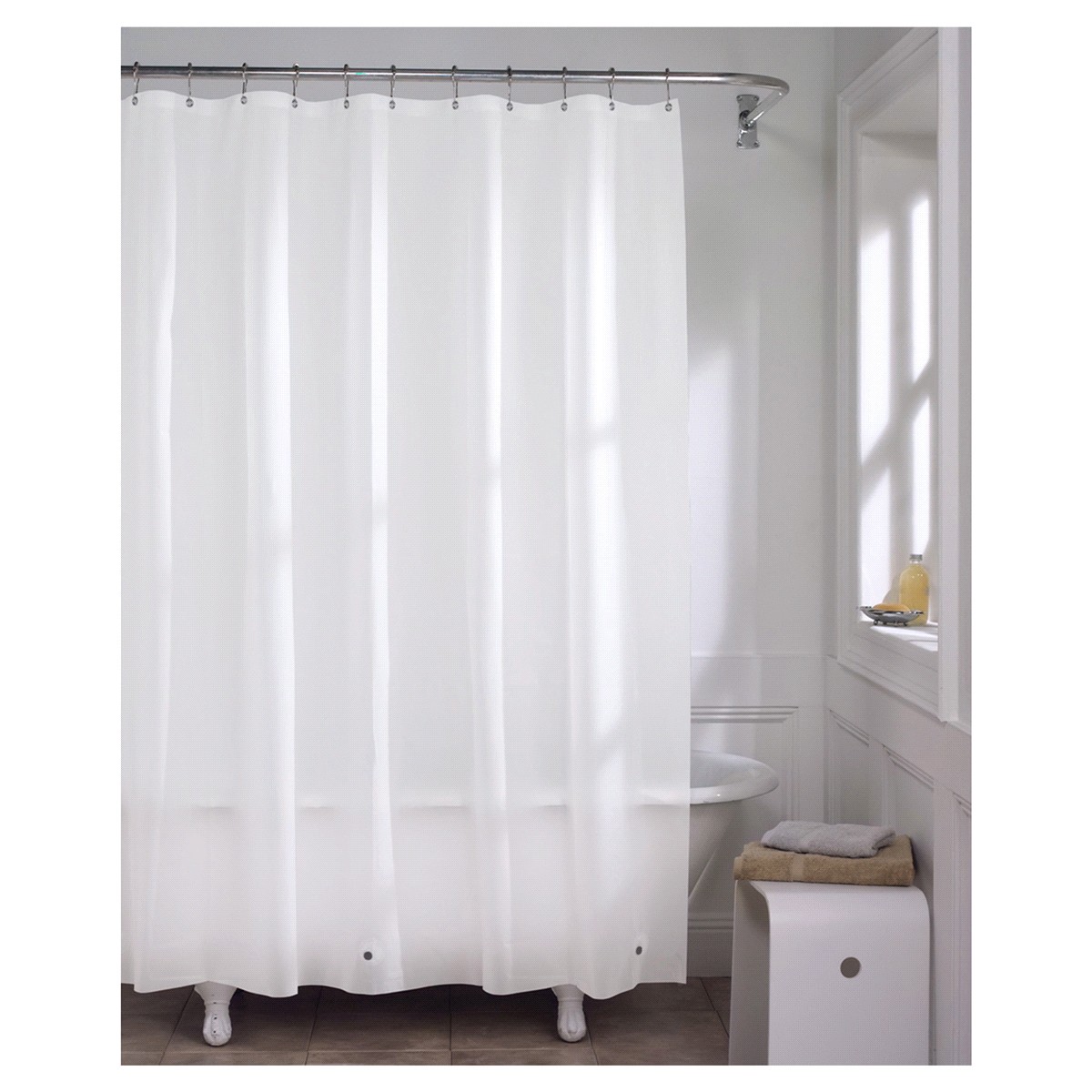 slide 1 of 5, ZENNA HOME PVC Shower Liner, White, 5 gram