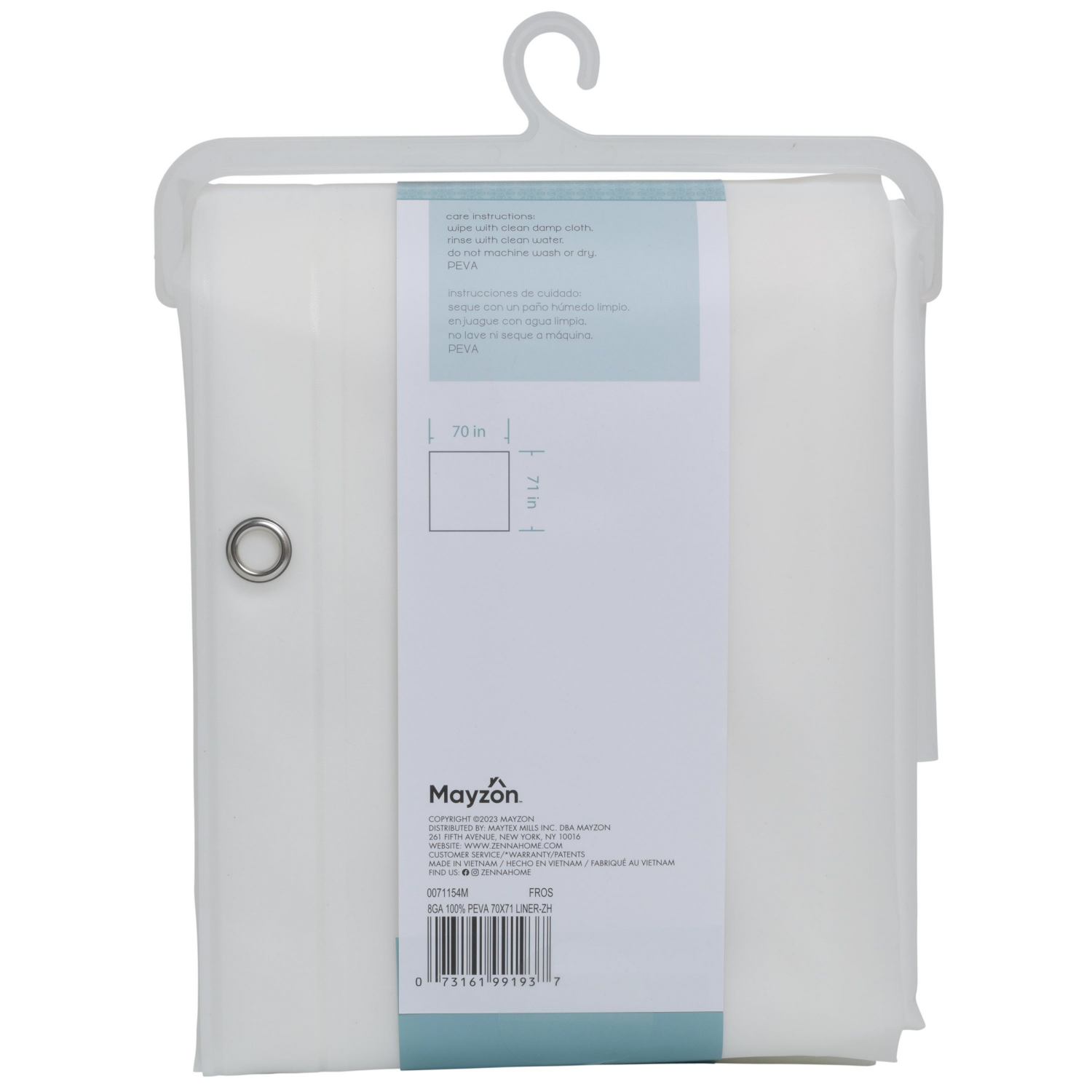 slide 4 of 4, Zenna Home Heavy Weight PEVA Shower Curtain Liner, 70 in x 71 in, Frosty, 8 gauge