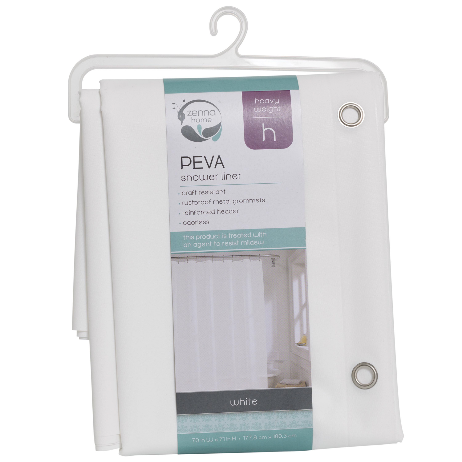slide 3 of 4, ZENNA HOME Home 8G EVA Shower Liner, White, 8 gauge