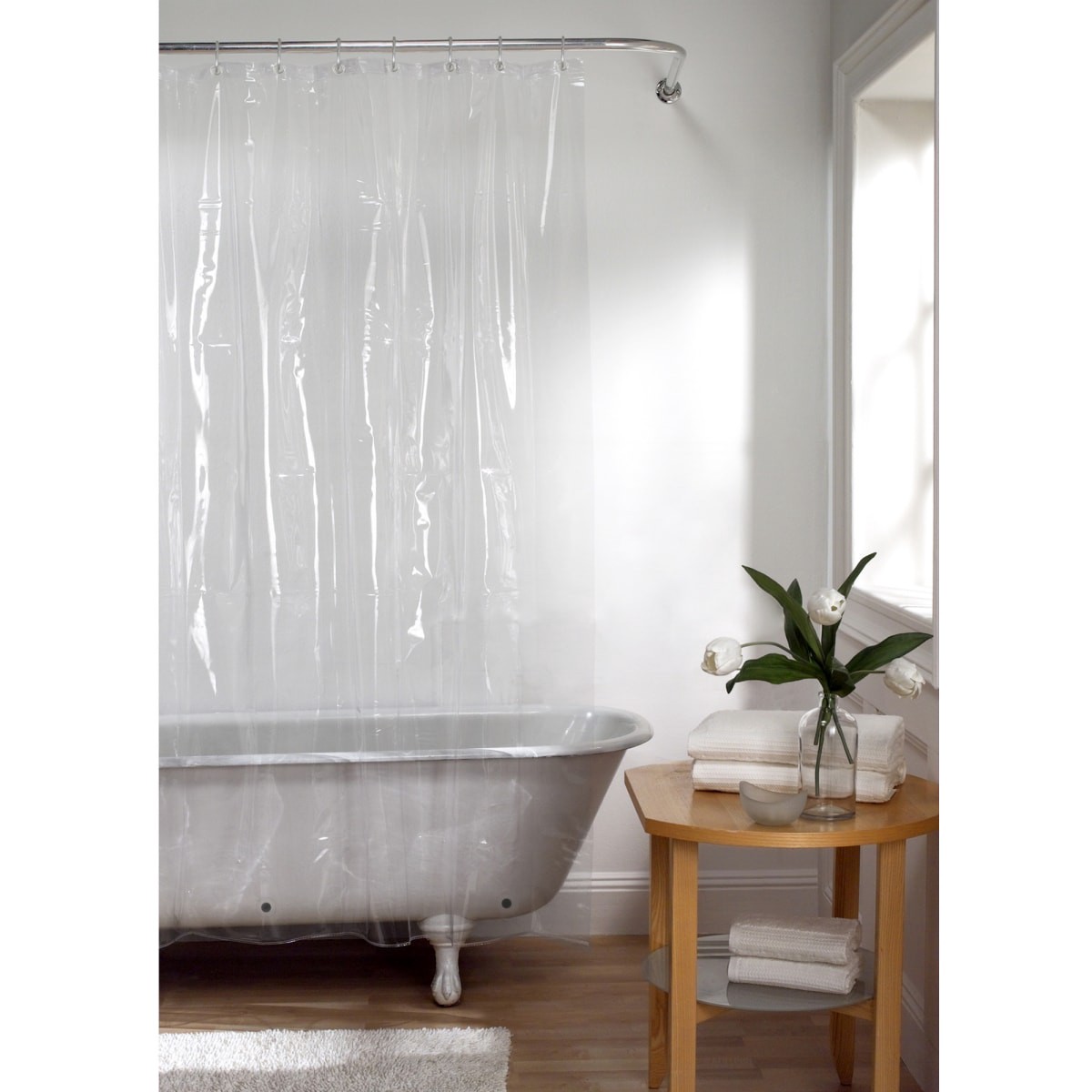 slide 1 of 5, Zenna Home Heavy Weight PEVA Shower Curtain Liner, 70 in x 71 in, Clear, 8 gauge