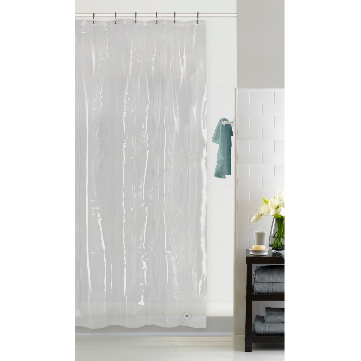 slide 1 of 4, Zenna Home Heavy Weight PEVA Stall Shower Liner, 54 in x 78 in, Clear, 8 gauge