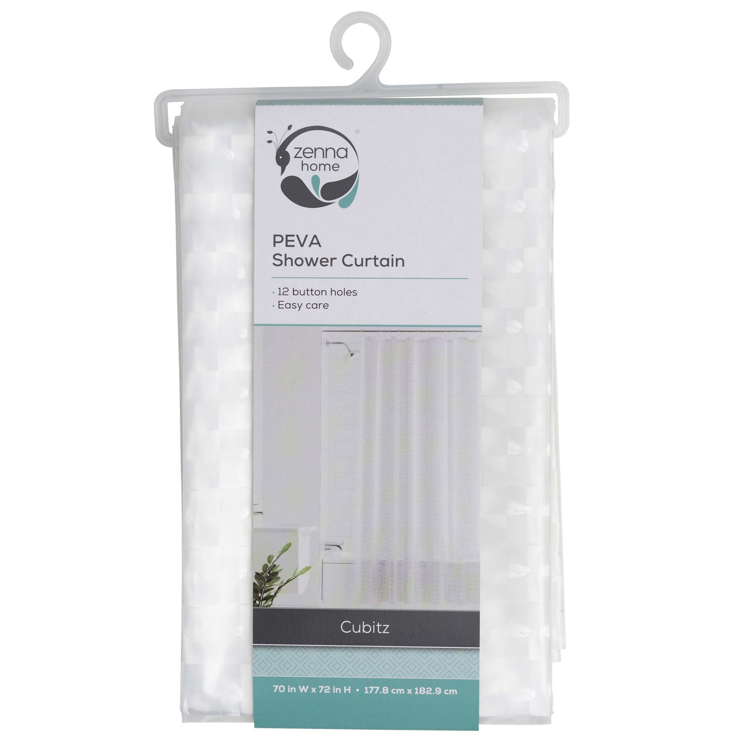slide 3 of 5, Zenna Home Cubitz PEVA Shower Curtain 1 ea, 1 ct