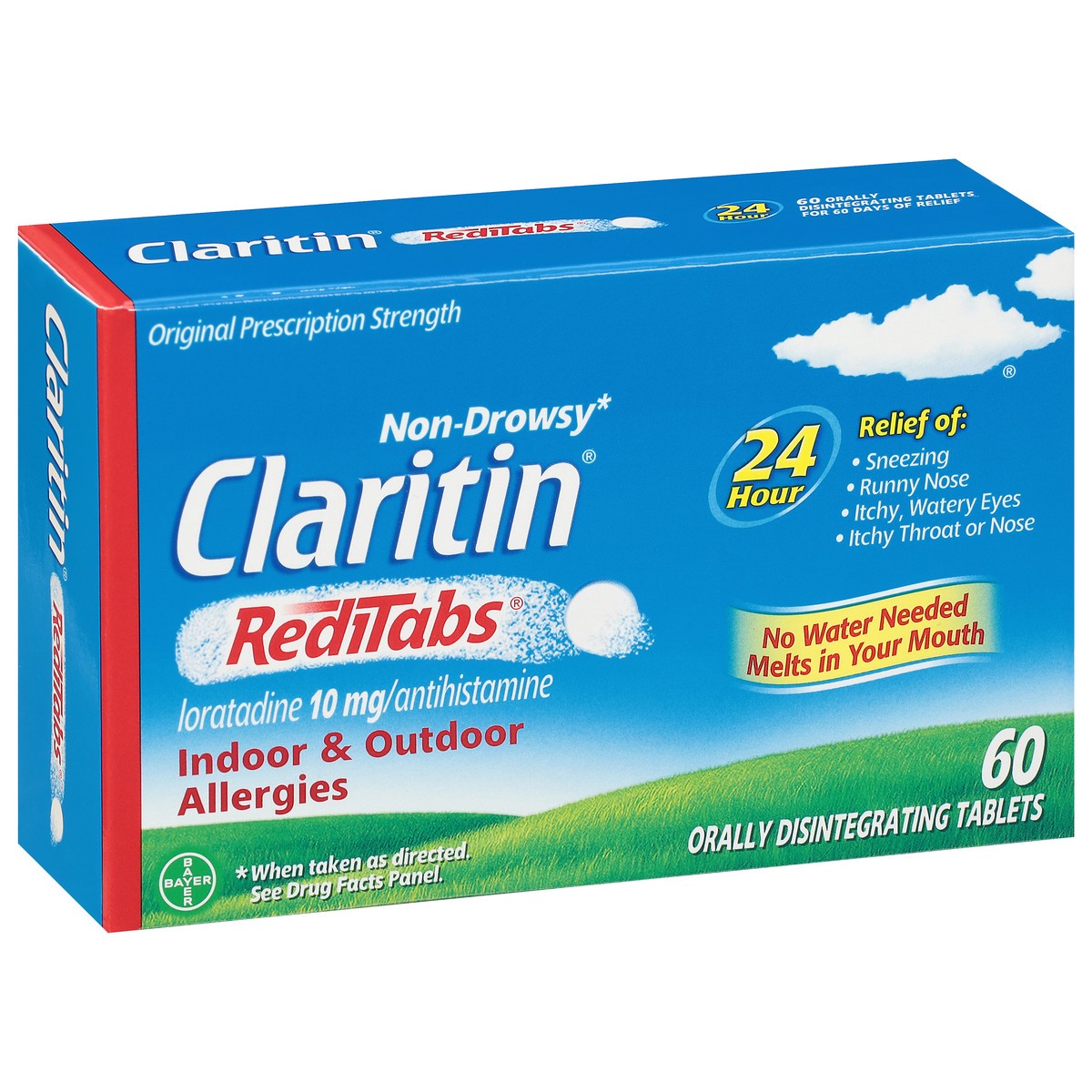 slide 9 of 9, Claritin RediTabs Non-Drowsy 10 mg Original Prescription Strength Allergy 60 Tablets, 60 ct
