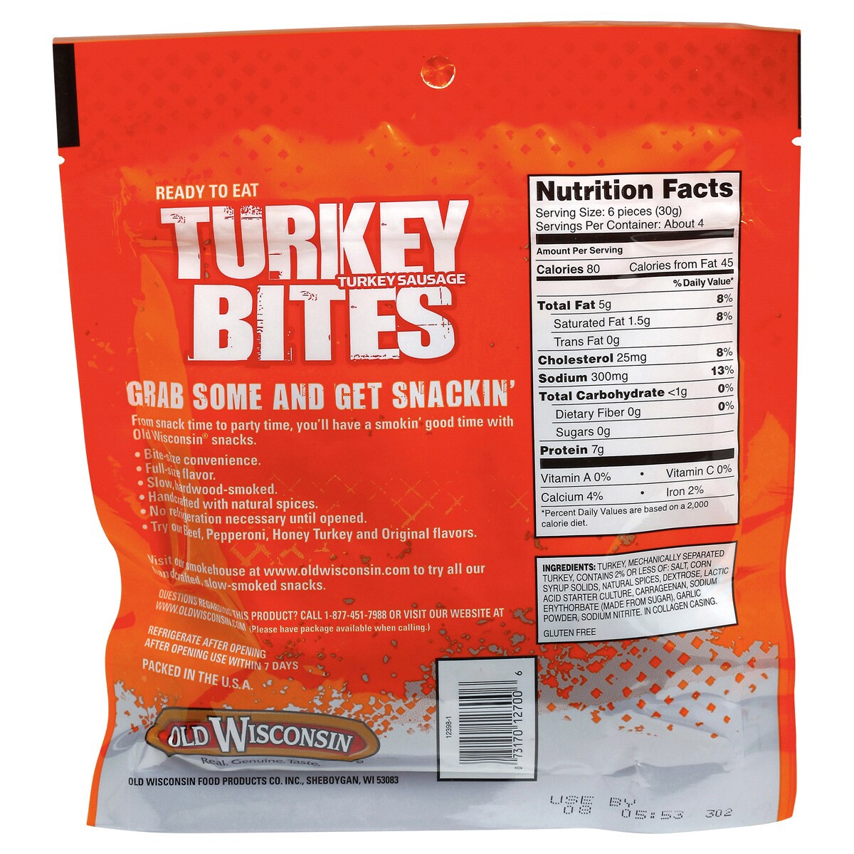 slide 2 of 2, Old Wisconsin Turkey Sausage Turkey Bites 4 oz. Pouch, 4 oz