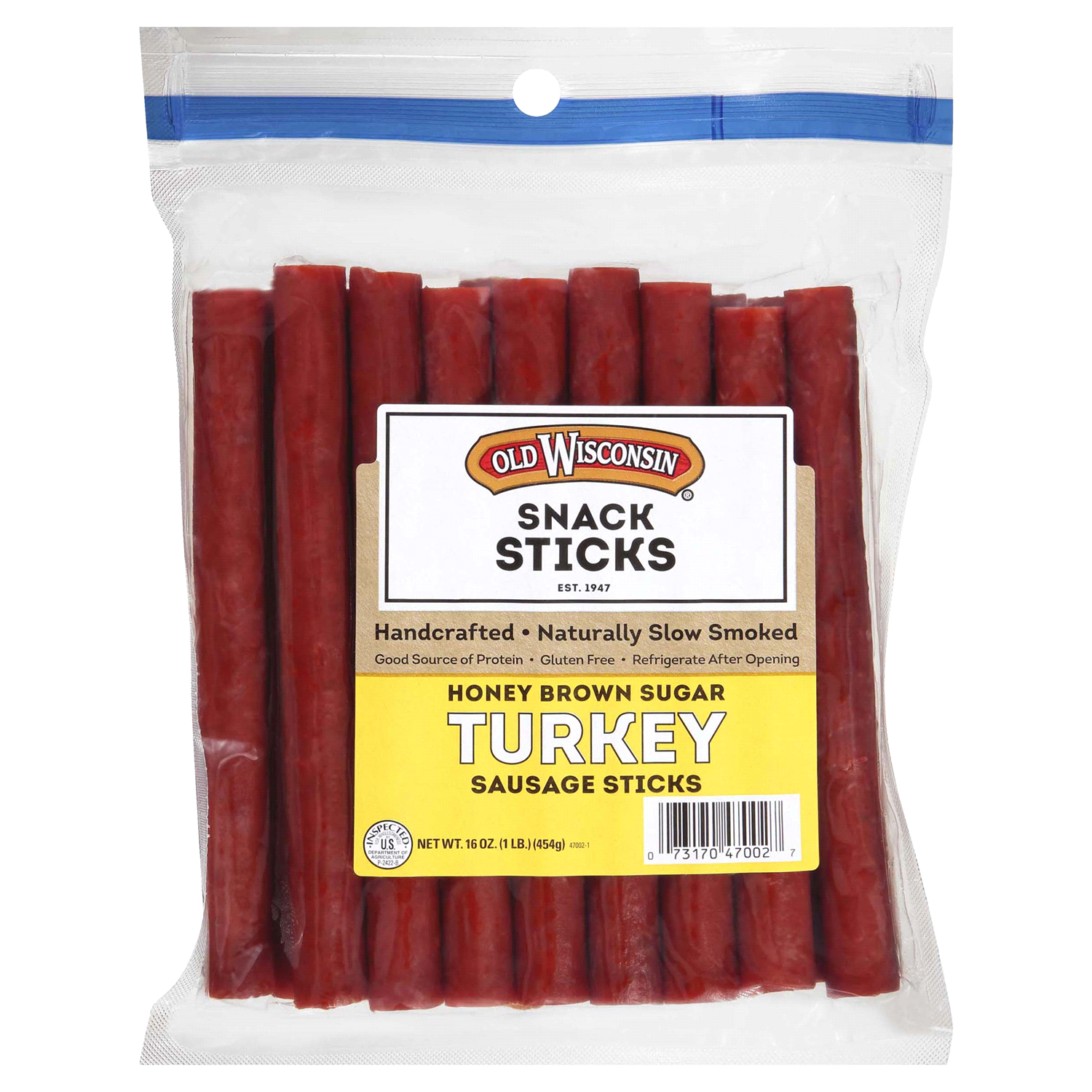 slide 1 of 3, Old Wisconsin Turkey Sausage Honey Brown Sugar Snack Sticks 16 oz, 16 oz