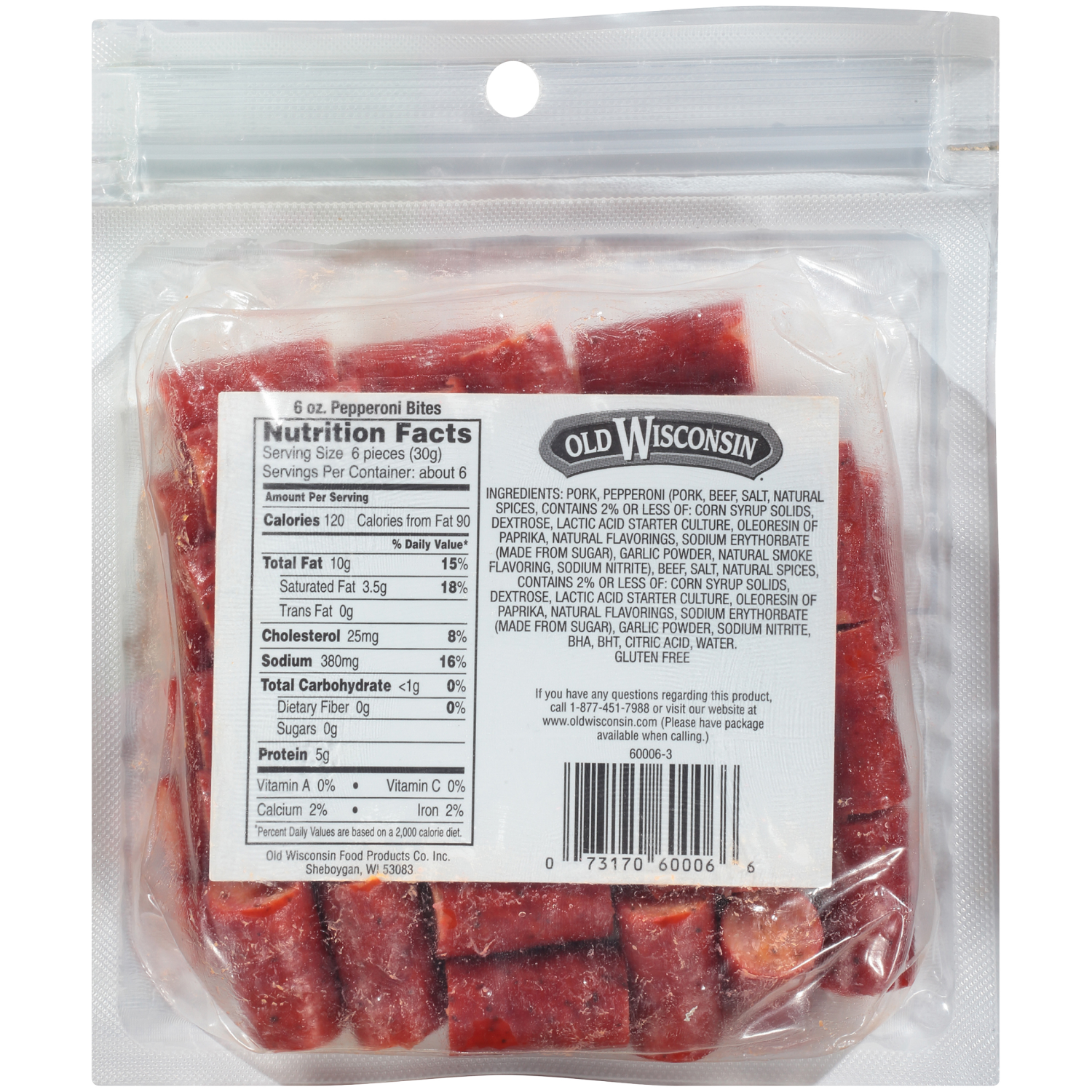 slide 2 of 3, Old Wisconsin Pepperoni Snack Bites, 6 oz, 6 oz