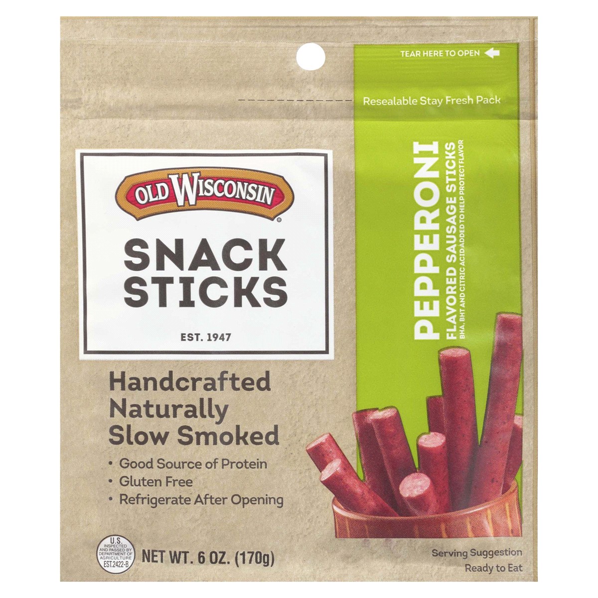 slide 1 of 1, Old Wisconsin Snack Sticks, Pepp, 6 oz, 6 oz