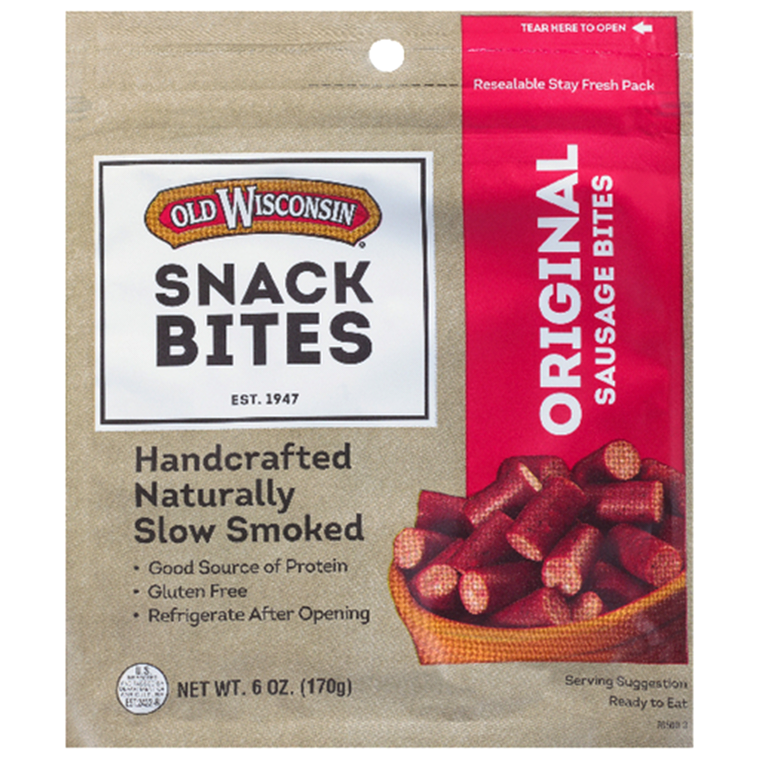 slide 1 of 1, Old Wisconsin Original Sausage Snack Bites 6 oz. Pouch, 6 oz