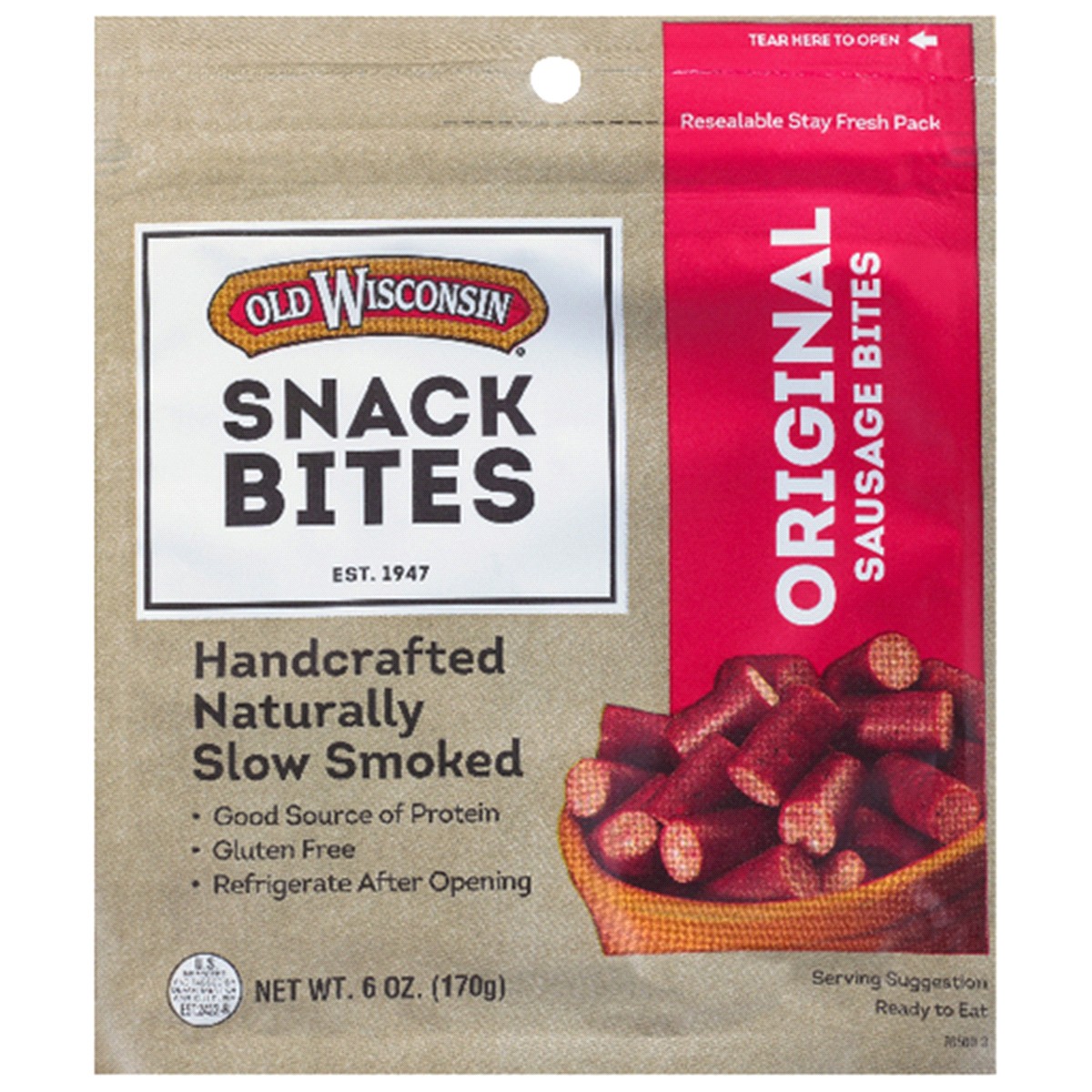 slide 1 of 1, Old Wisconsin Original Sausage Snack Bites, 6 oz, 6 oz