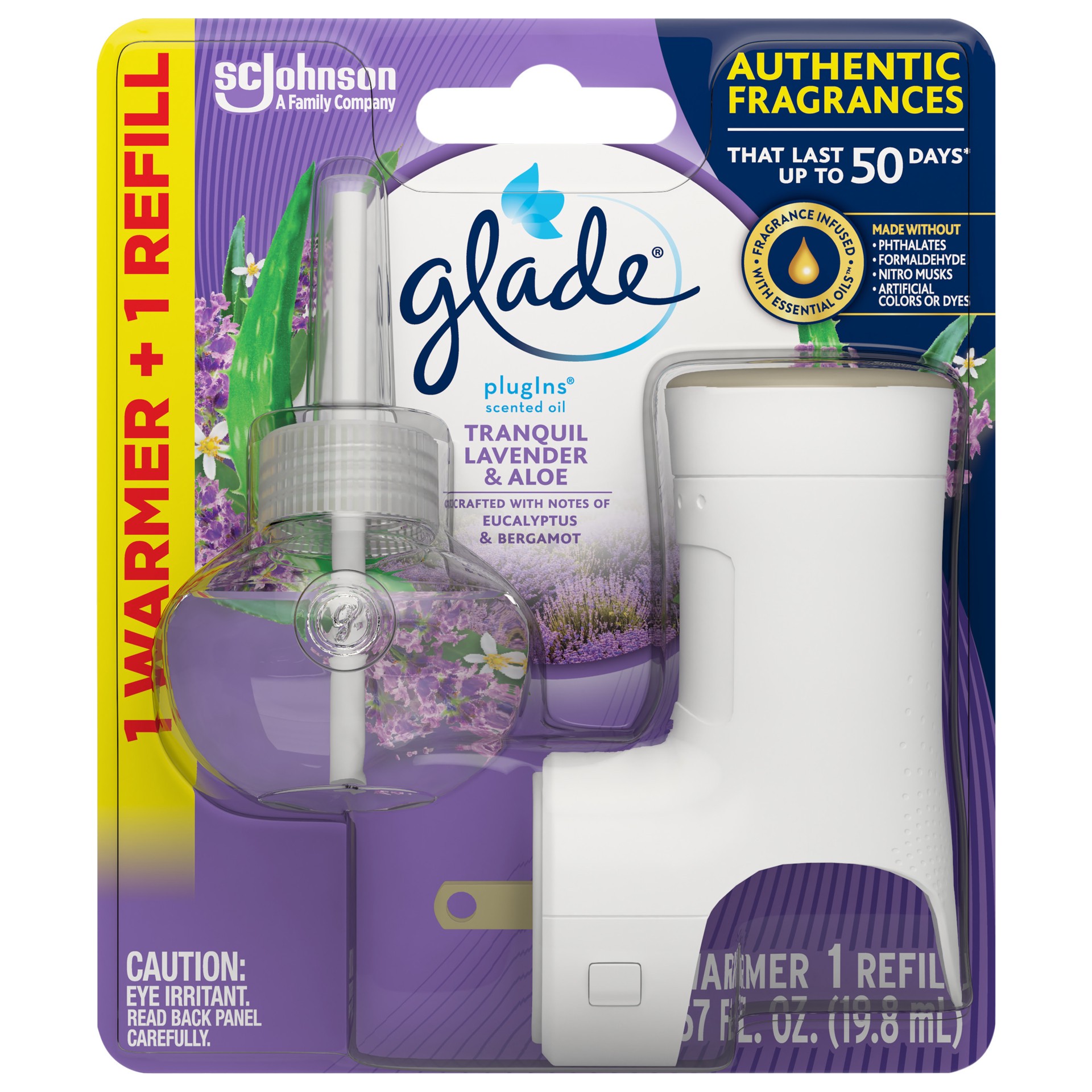 slide 1 of 5, Glade PlugIns Scented Oil Starter kit, Air Freshener, Tranquil Lavender & Aloe, 1.34 oz, 0.67 fl oz