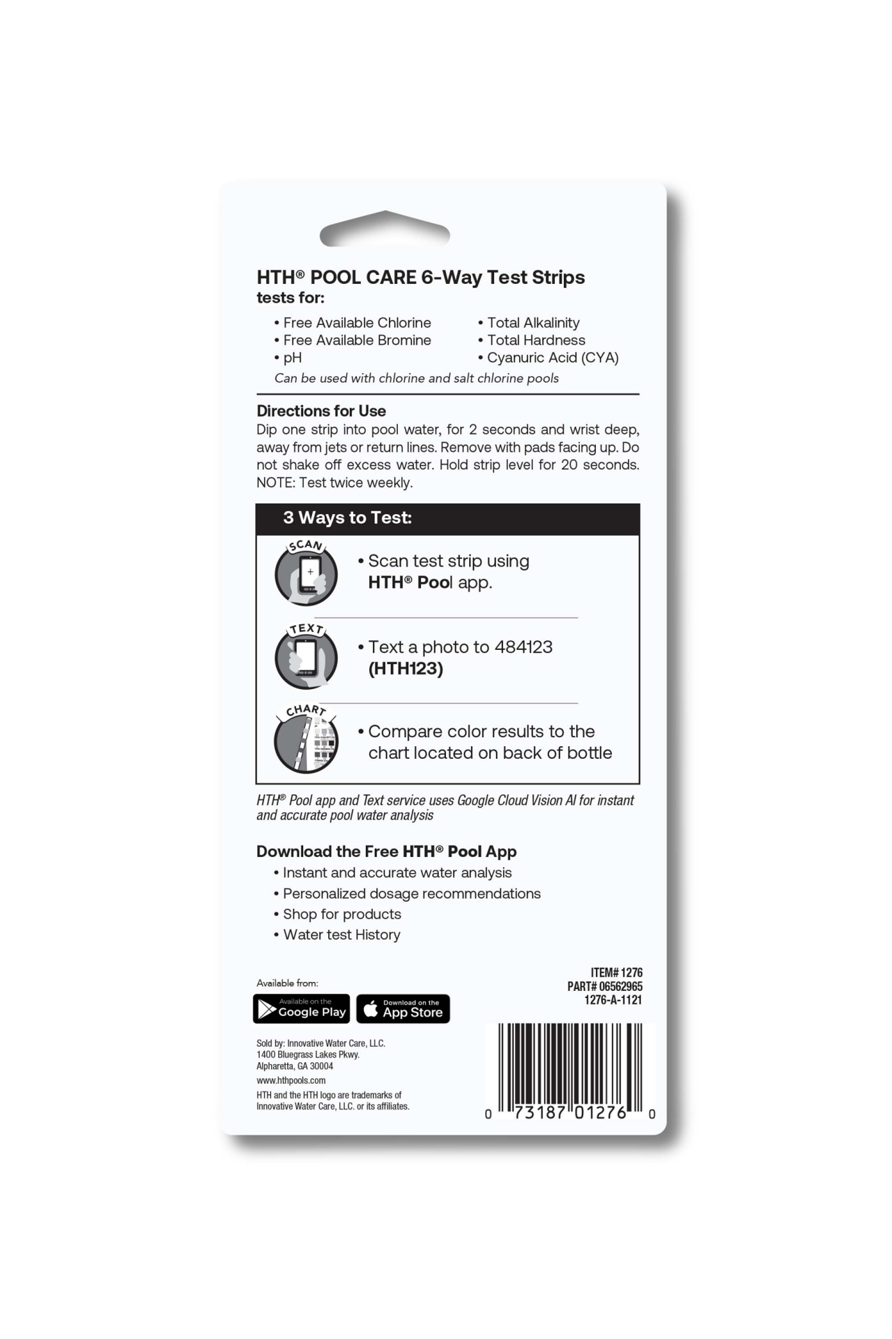 slide 2 of 2, hth Pool 6-Way Test Strips, 30 ct