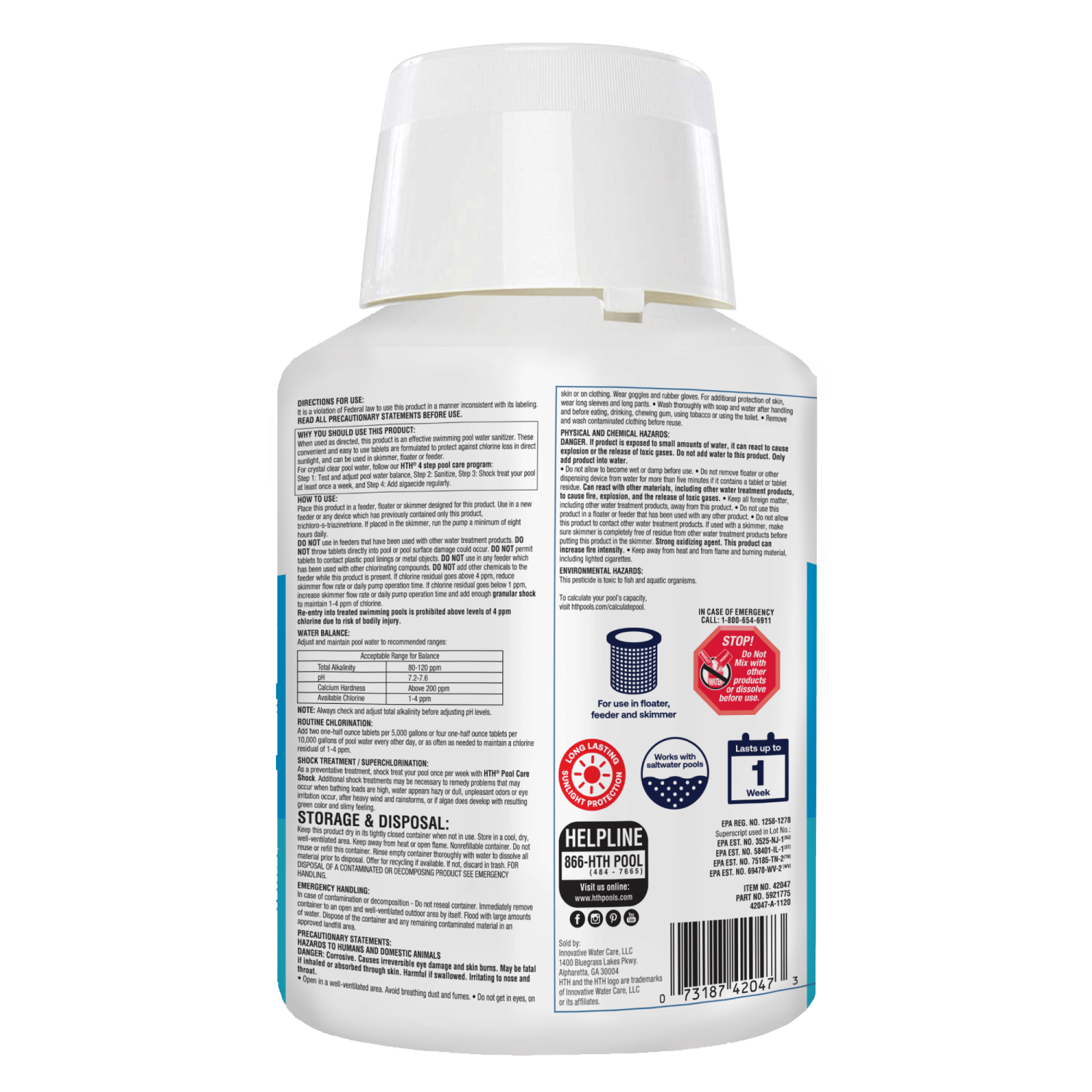 slide 2 of 2, Hth 1" Chlorine Tab, 5 lb