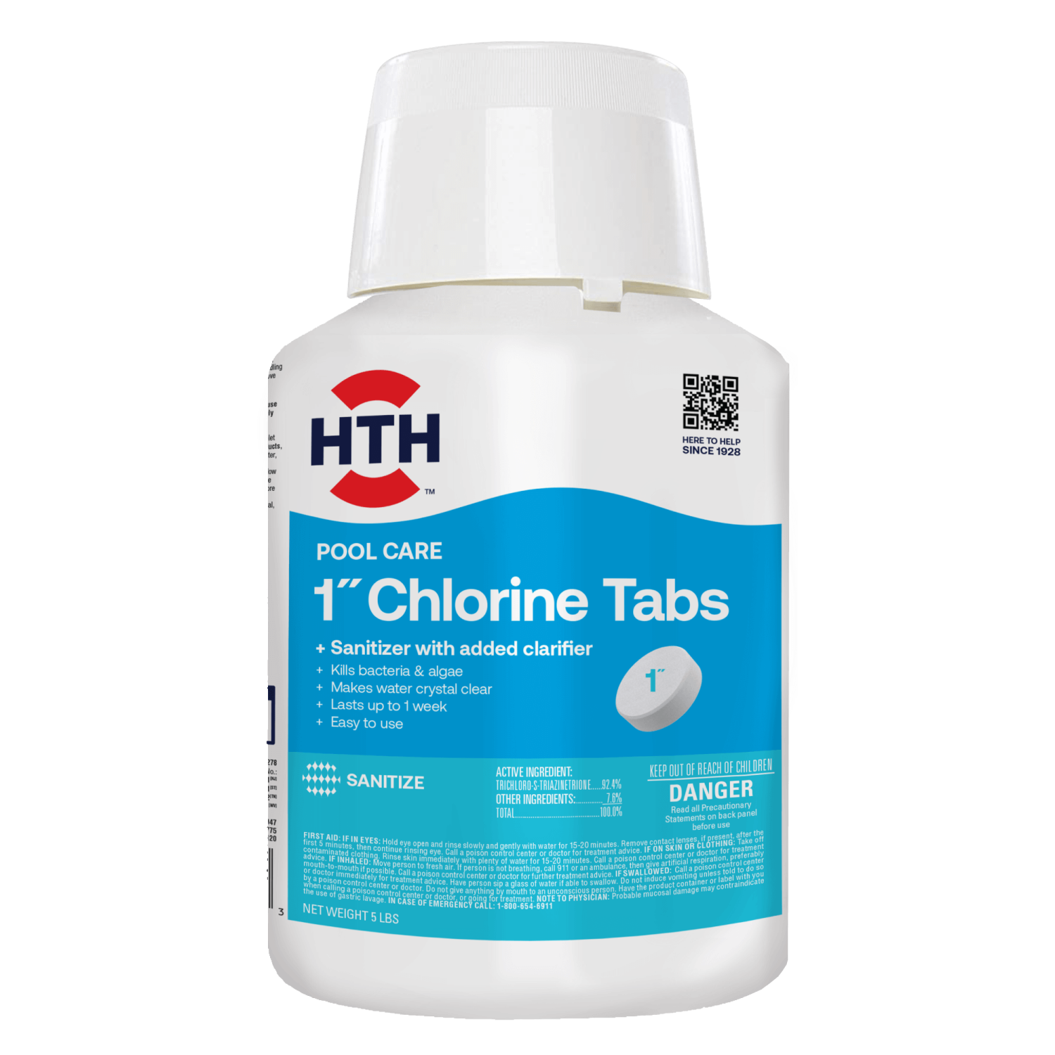 slide 1 of 2, Hth 1" Chlorine Tab, 5 lb
