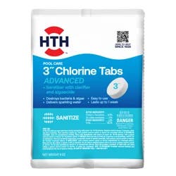 HTH Pool Care 3" Chlorine Tabs Advanced, Sanitizer & Algaecide, Kills Algae and Bacteria