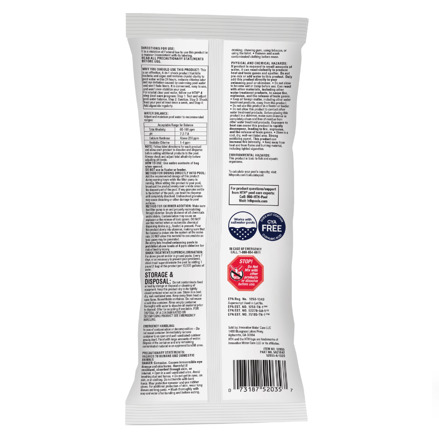 slide 2 of 2, HTH Pool Care Shock Advanced, Prevents Bacteria & Algae, Cal Hypo Formula, 1 lb