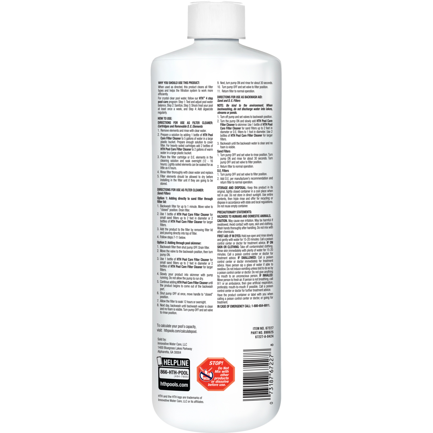 slide 2 of 2, hth Pool Filter Cleaner 1 Quart, 1 qt