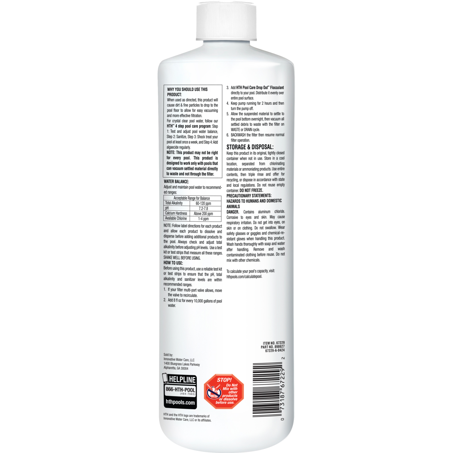 slide 2 of 2, hth Pool Drop Out Flocculant 1 Quart, 1 qt