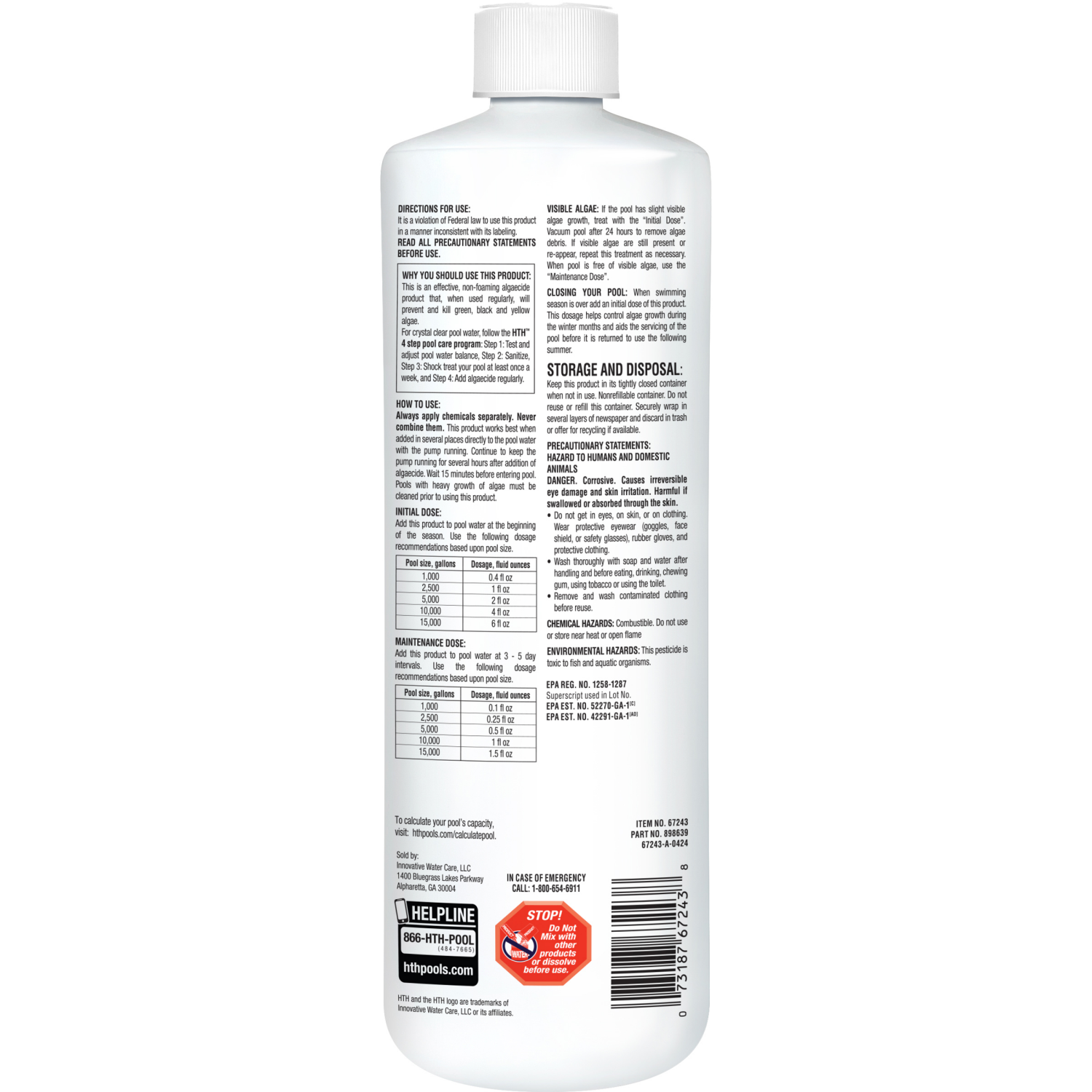 slide 2 of 2, hth Pool Algae Guard Advanced 1 Quart, 1 qt