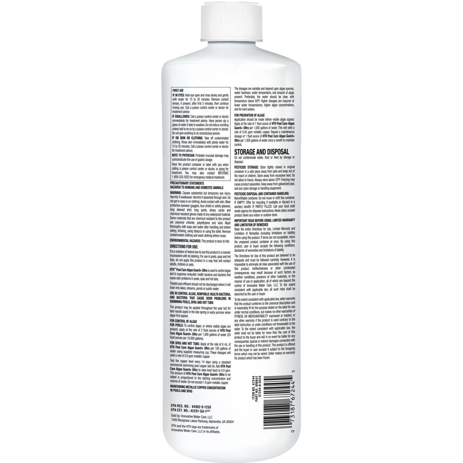 slide 2 of 2, hth Pool Algae Guard +Ultra 1 Quart, 1 qt