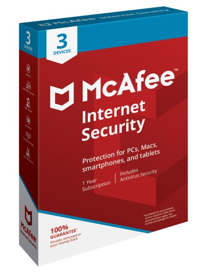 slide 3 of 3, McAfee Internet Security, For 3 Pc And Mac, Android And Ios Devices, Ecode, 1 ct