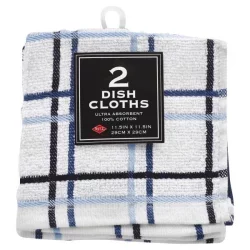 Ritz Dish Cloths, Multi Check, Federal Blue