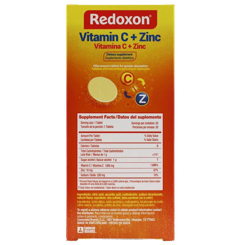 slide 5 of 5, Redoxon Vitamin C + Zinc Tablets - Orange - 20ct, 20 ct