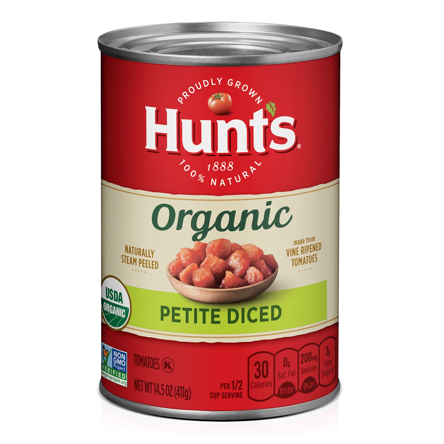 slide 1 of 5, Hunt's Hunt''s Organic Petite Diced Canned Tomatoes, 14.5 Oz., 14.5 oz