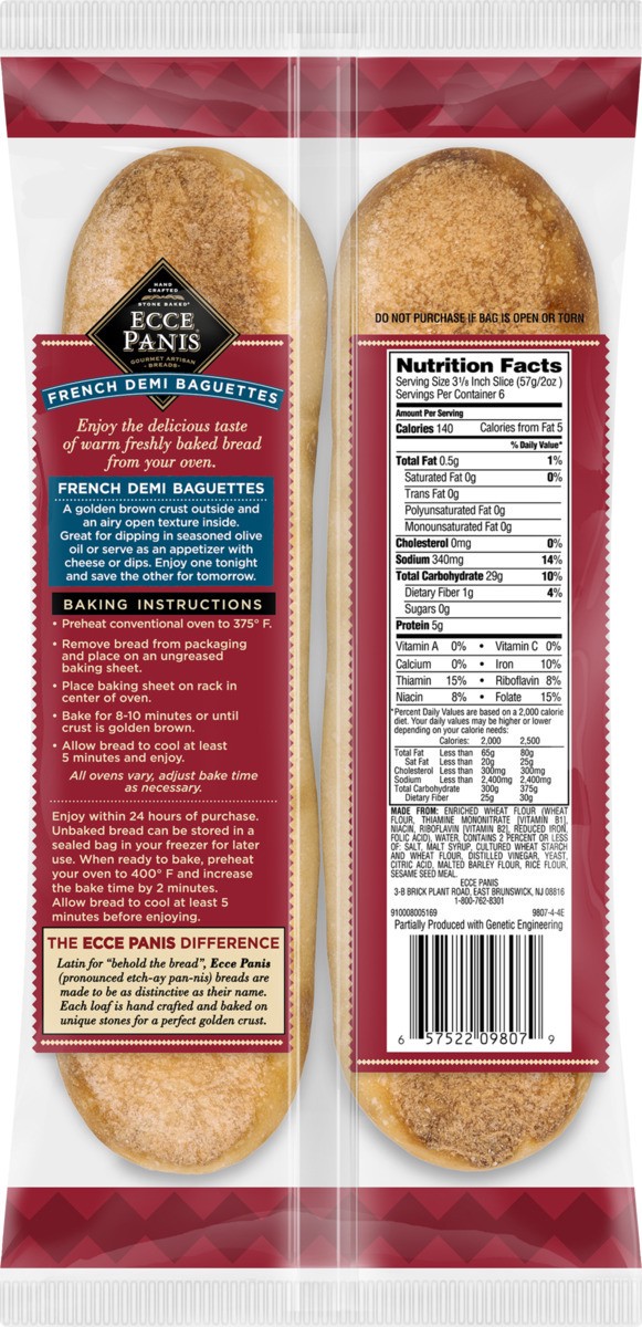 slide 11 of 11, Pepperidge Farm Frozen Bakery Ecce Panis Bake At Home French Demi Baguettes, 12.2 oz