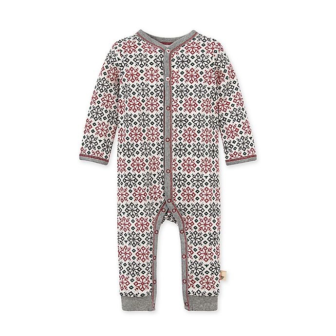 slide 1 of 2, Burt's Bees Baby Newborn Snowflake Fair Isle Organic Cotton Coverall, 1 ct