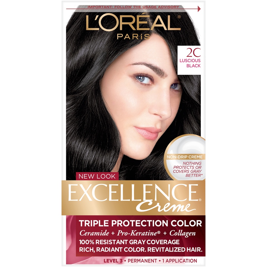 slide 2 of 8, L'Oréal Excellence Creme Triple Protection Hair Color - 2C Luscious Black, 1 ct