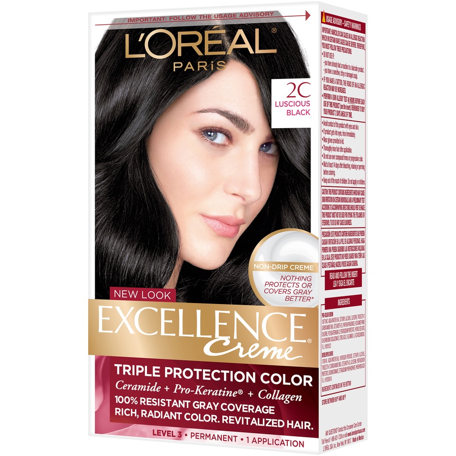 slide 4 of 8, L'Oréal Excellence Creme Triple Protection Hair Color - 2C Luscious Black, 1 ct