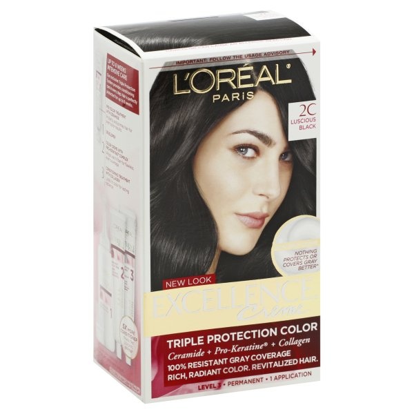 slide 1 of 8, L'Oréal Excellence Creme Triple Protection Hair Color - 2C Luscious Black, 1 ct