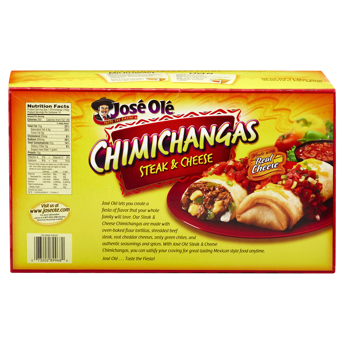 slide 7 of 8, José Olé Steak & Cheese Chimichangas, 16 ct