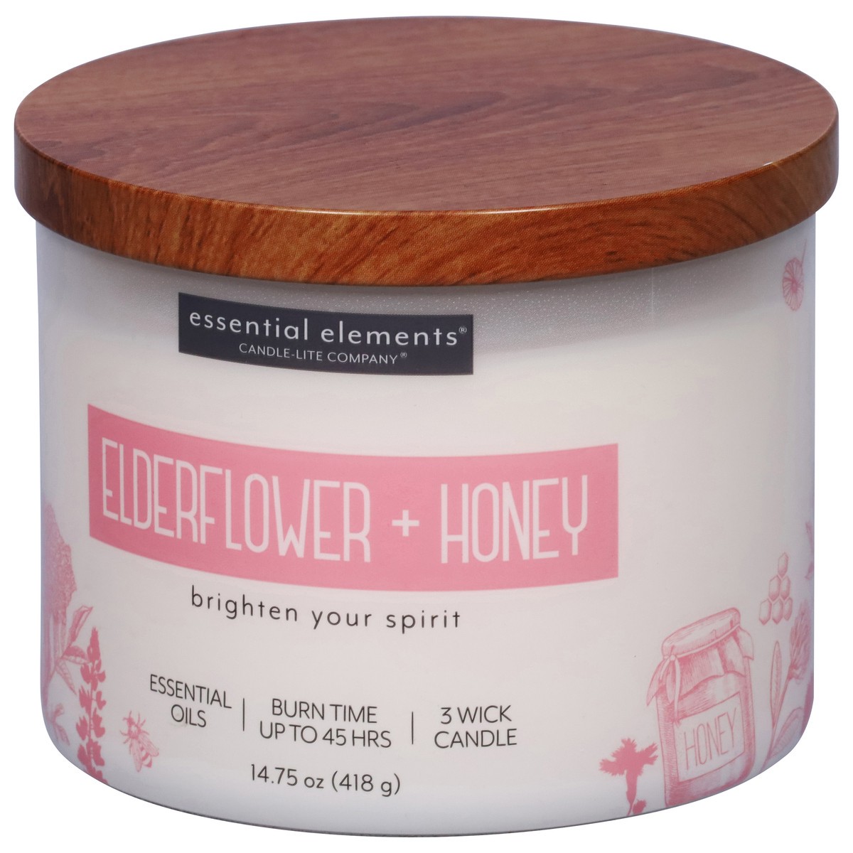 slide 7 of 9, Essential Elements 3 Wick Elderflower + Honey Candle 1 Each, 1 ct