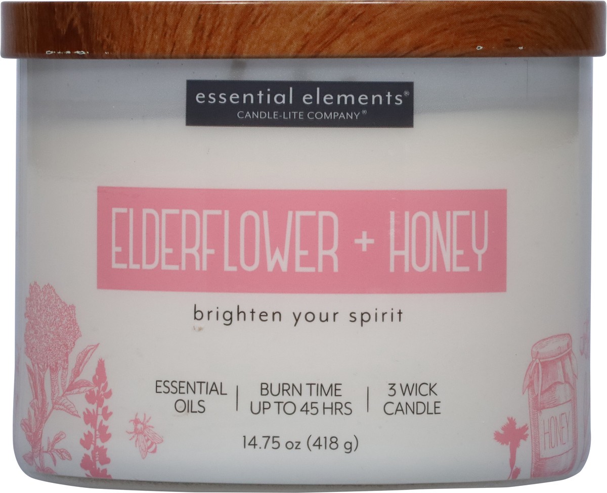 slide 4 of 9, Essential Elements 3 Wick Elderflower + Honey Candle 1 Each, 1 ct