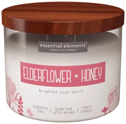 Essential Elements 3 Wick Elderflower + Honey Candle - 1 Each
