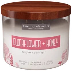 Essential Elements 3 Wick Elderflower + Honey Candle - 1 Each