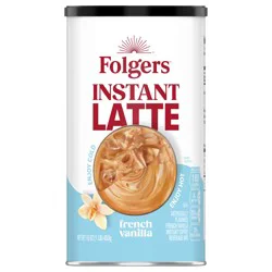 Folgers French Vanilla Instant Latte, Artificially Flavored Instant Coffee Beverage Mix, 16-Ounce Canister