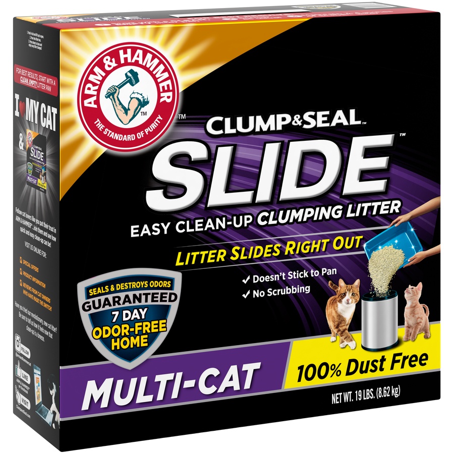 slide 2 of 4, ARM & HAMMER SLIDE Easy Clean-Up Multi-Cat Clumping Cat Litter, 19 lb, 19 lb
