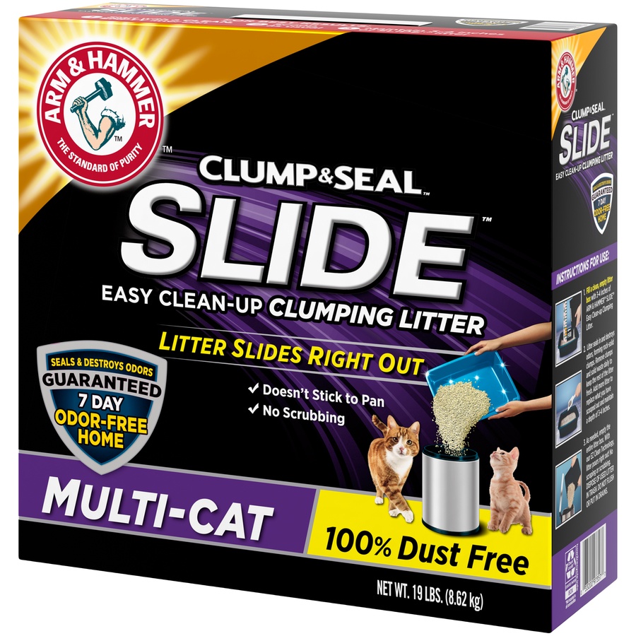 slide 3 of 4, ARM & HAMMER SLIDE Easy Clean-Up Multi-Cat Clumping Cat Litter, 19 lb, 19 lb