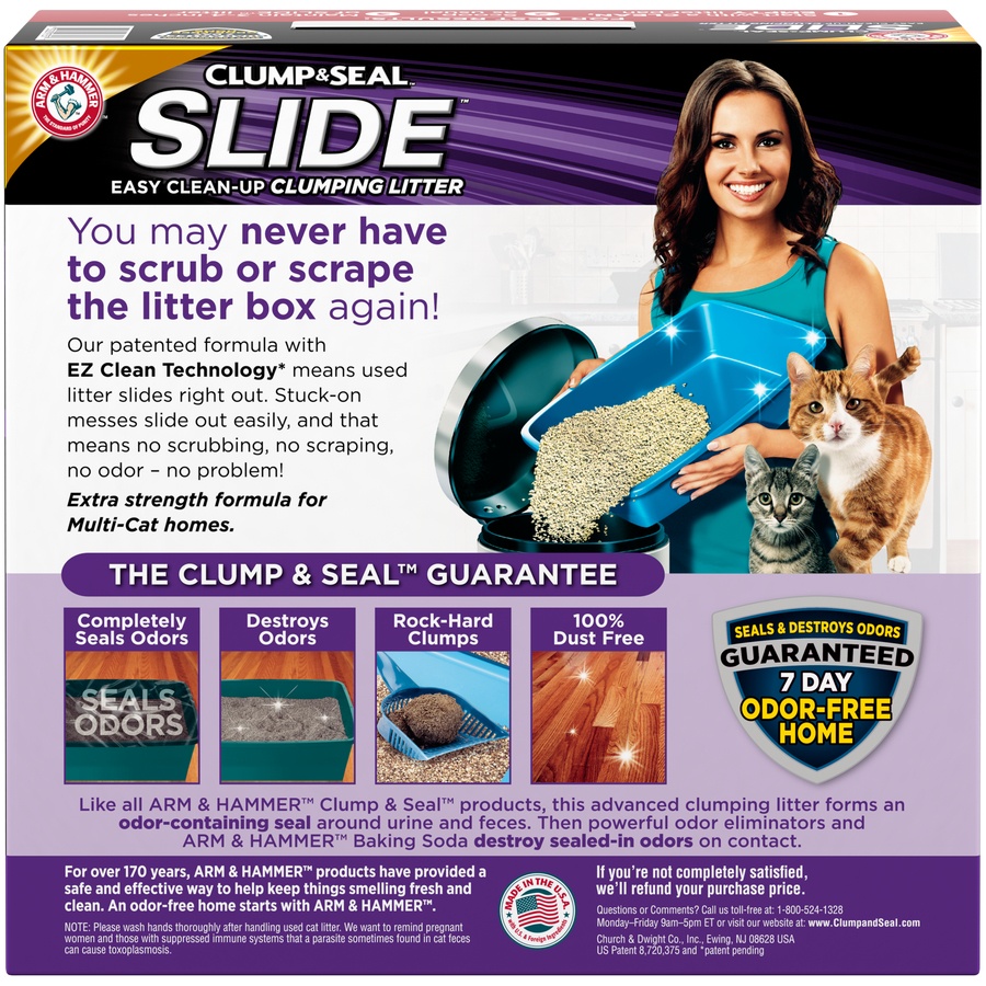 slide 4 of 4, ARM & HAMMER SLIDE Easy Clean-Up Multi-Cat Clumping Cat Litter, 19 lb, 19 lb