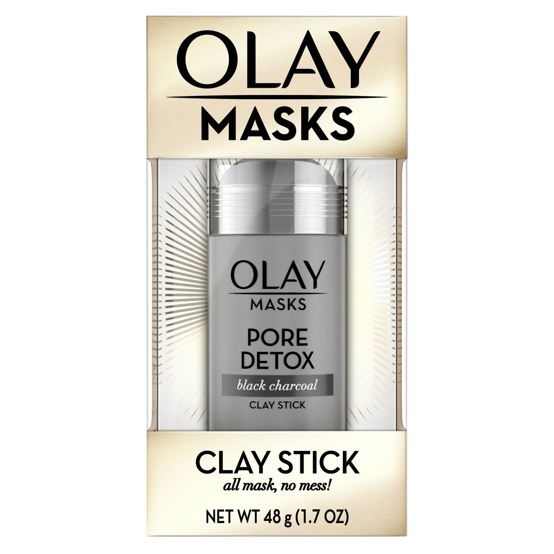 slide 1 of 2, Olay Pore Detox Black Charcoal Clay Face Mask Stick, 1.76 oz