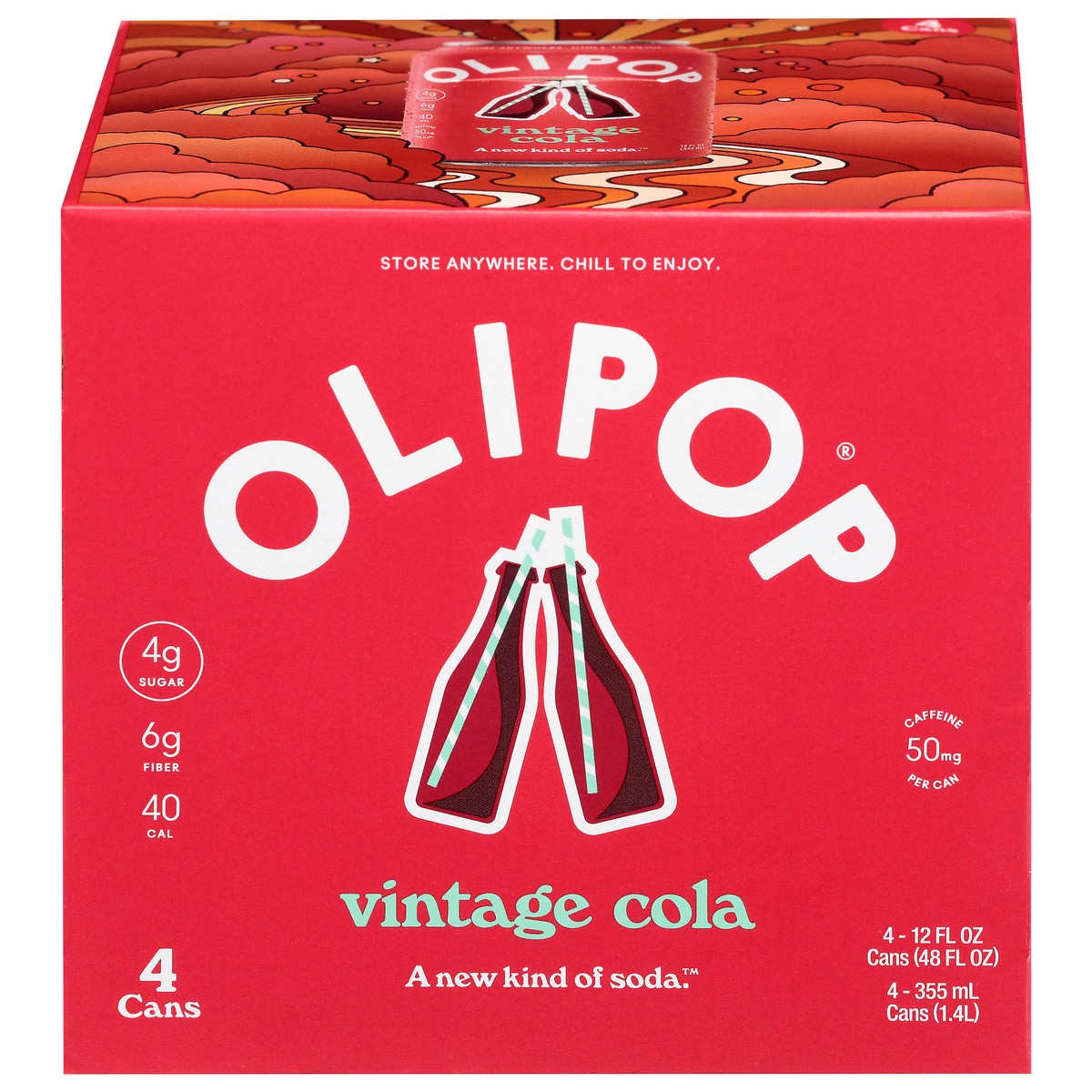 slide 1 of 14, Olipop Vintage Cola Soda - 4 pack / 12 fl oz, 4 ct; 12 fl oz