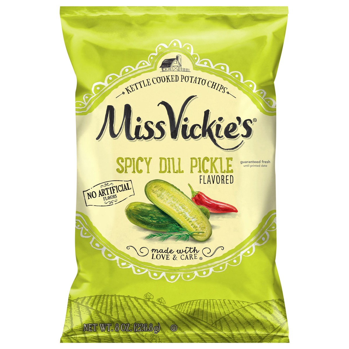 slide 2 of 9, Miss Vickie's Potato Chips Spicy Dill Pickle Flavored 8 Oz, 8 oz