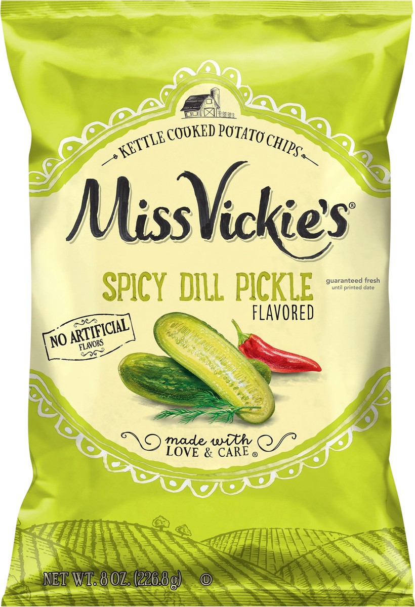 slide 6 of 9, Miss Vickie's Potato Chips Spicy Dill Pickle Flavored 8 Oz, 8 oz