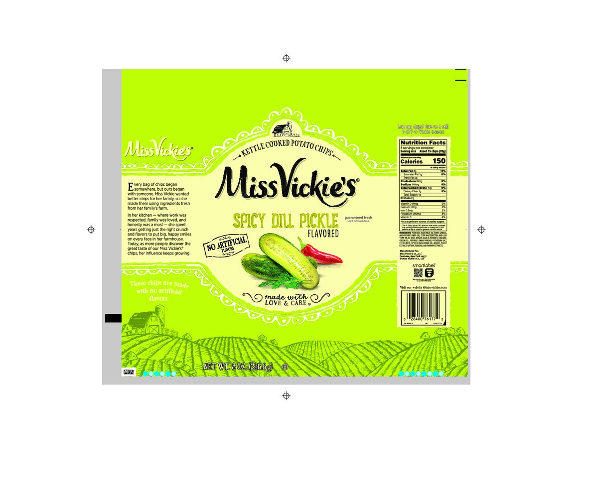 slide 5 of 9, Miss Vickie's Potato Chips Spicy Dill Pickle Flavored 8 Oz, 8 oz